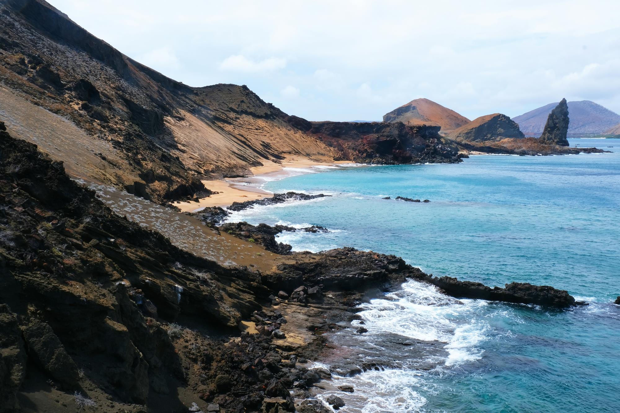 Rocky mountain shore line in South America
